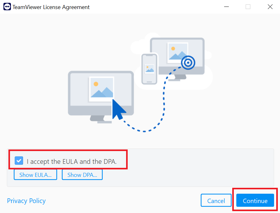 انتهای مراحل نصب Team Viewer