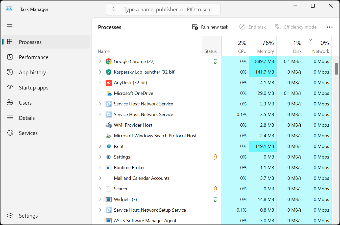 رفع کندی ویندوز با Task Manager