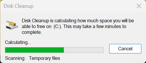 DIsk Cleanup در حال باز شدن