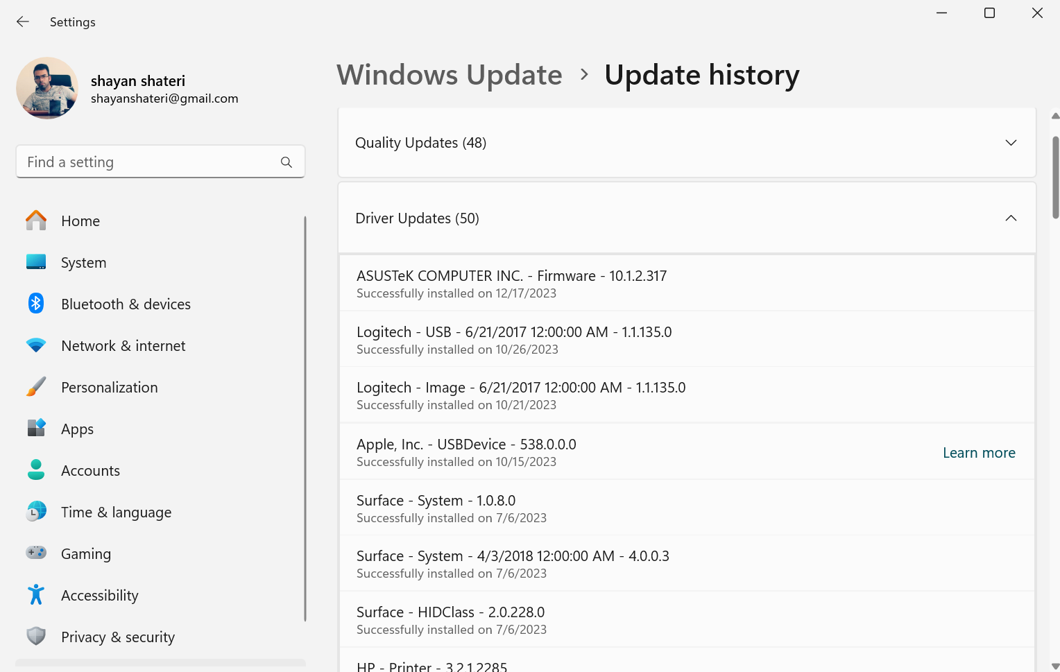 ۲۰- قسمت Driver Update زیر مجموعه Update history برای دیدن آپدیت درایور های ویندوز ۱۱ قسمت Driver Update زیر مجموعه Update history برای دیدن آپدیت درایور های ویندوز 11