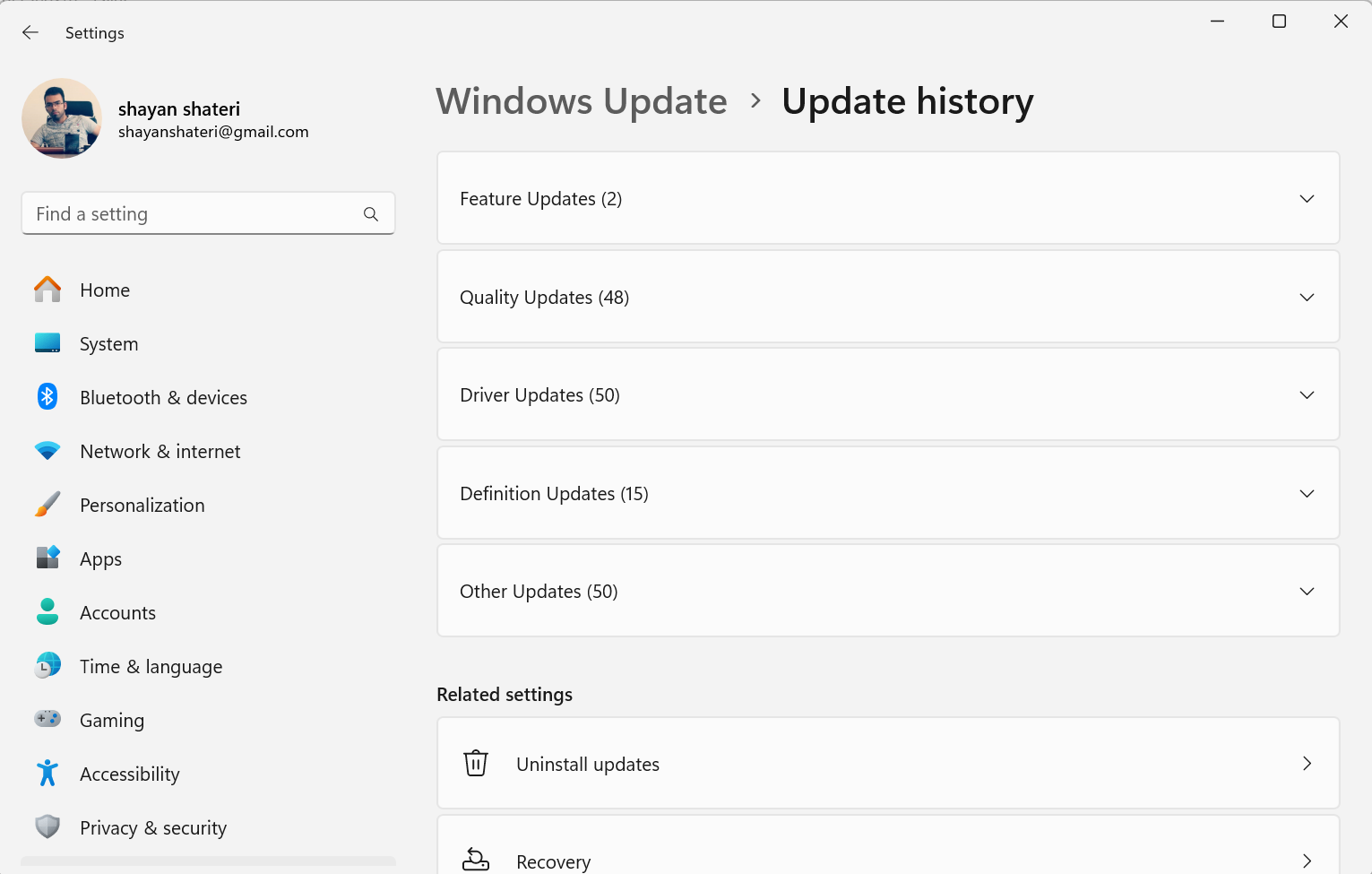 ۳- گزینه update history برای دیدن آپدیت های نصب شده ویندوز ۱۰ و حذف آپدیت ها گزینه update history برای دیدن آپدیت های نصب شده ویندوز 10 و حذف آپدیت ها