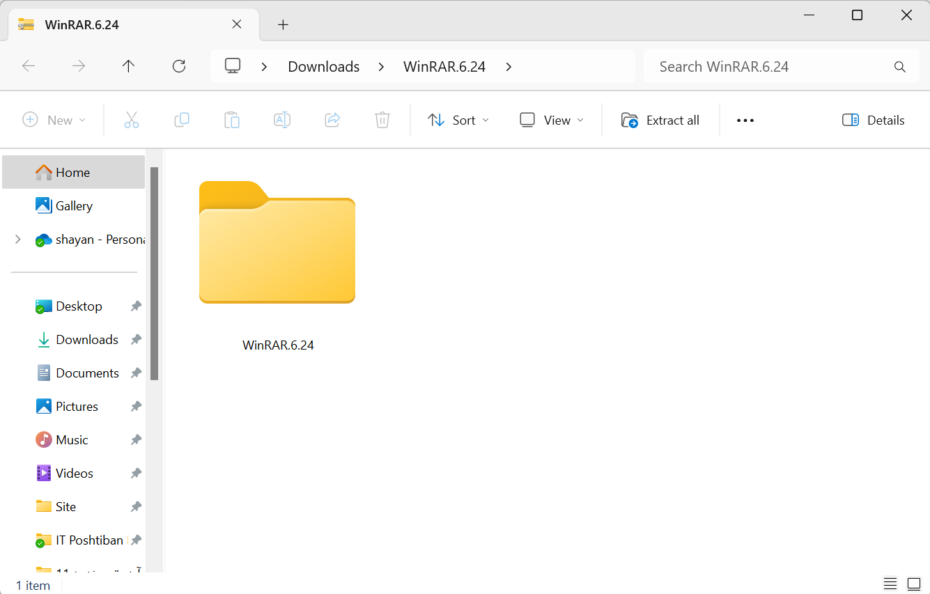 باز شدن فایل ZIP نرم افزار دانلود شده