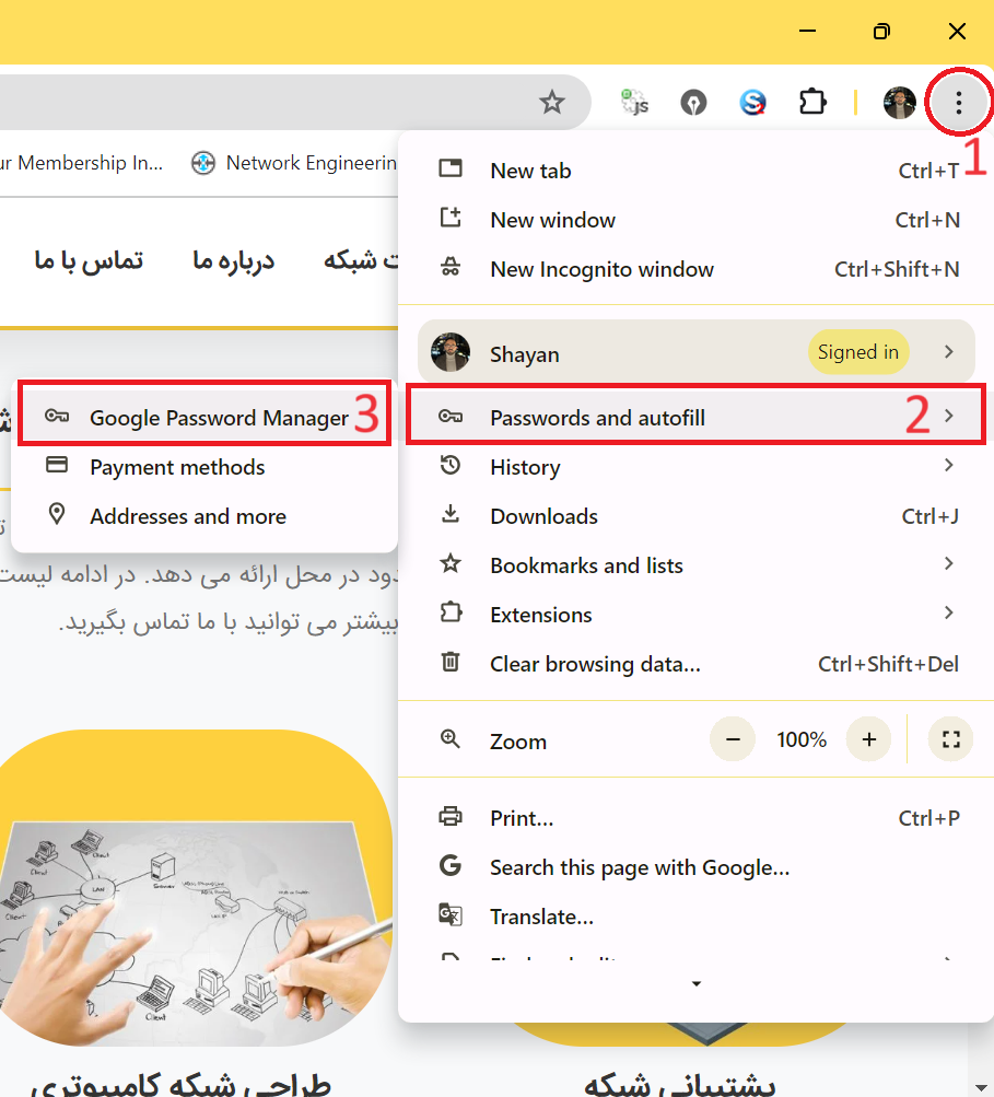 ۳- قسمت Google Password Manager قسمت Google Password Manager