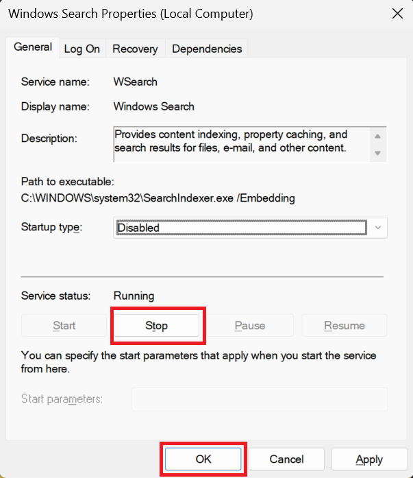Stop کردن سرویس Windows Search از پنجره Services ویندوز Stop کردن سرویس Windows Search از پنجره Services ویندوز