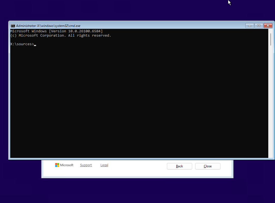 10- باز کردن cmd در مراحل نصب ویندوز 11
