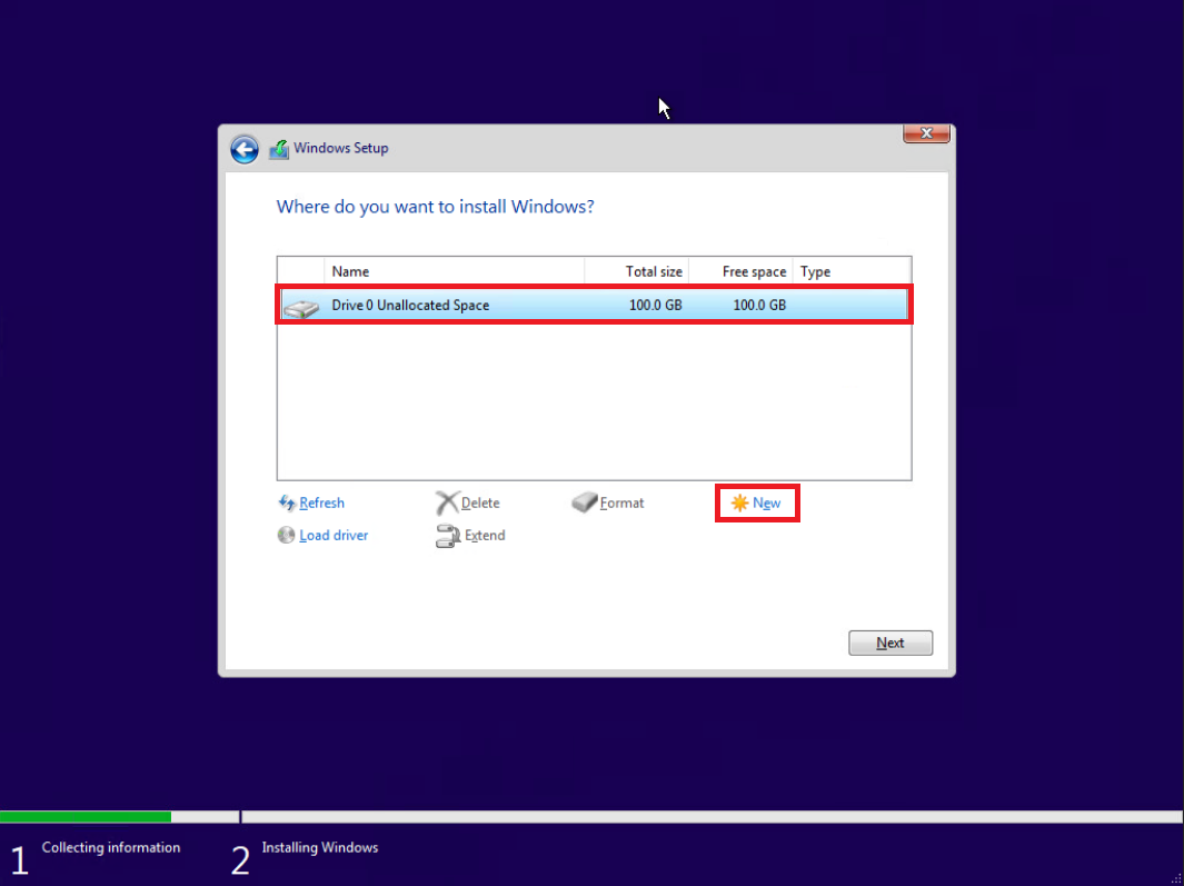 11- مرحله انتخاب دیسک و پارتیشن نصب ویندوز 10 11- مرحله انتخاب دیسک و پارتیشن نصب ویندوز 10