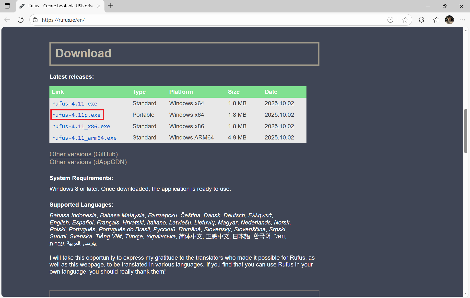 13- کلیک بر روی لینک دانلود rufus نسخه پرتابل در سایت سازنده 13- کلیک بر روی لینک دانلود rufus نسخه پرتابل در سایت سازنده
