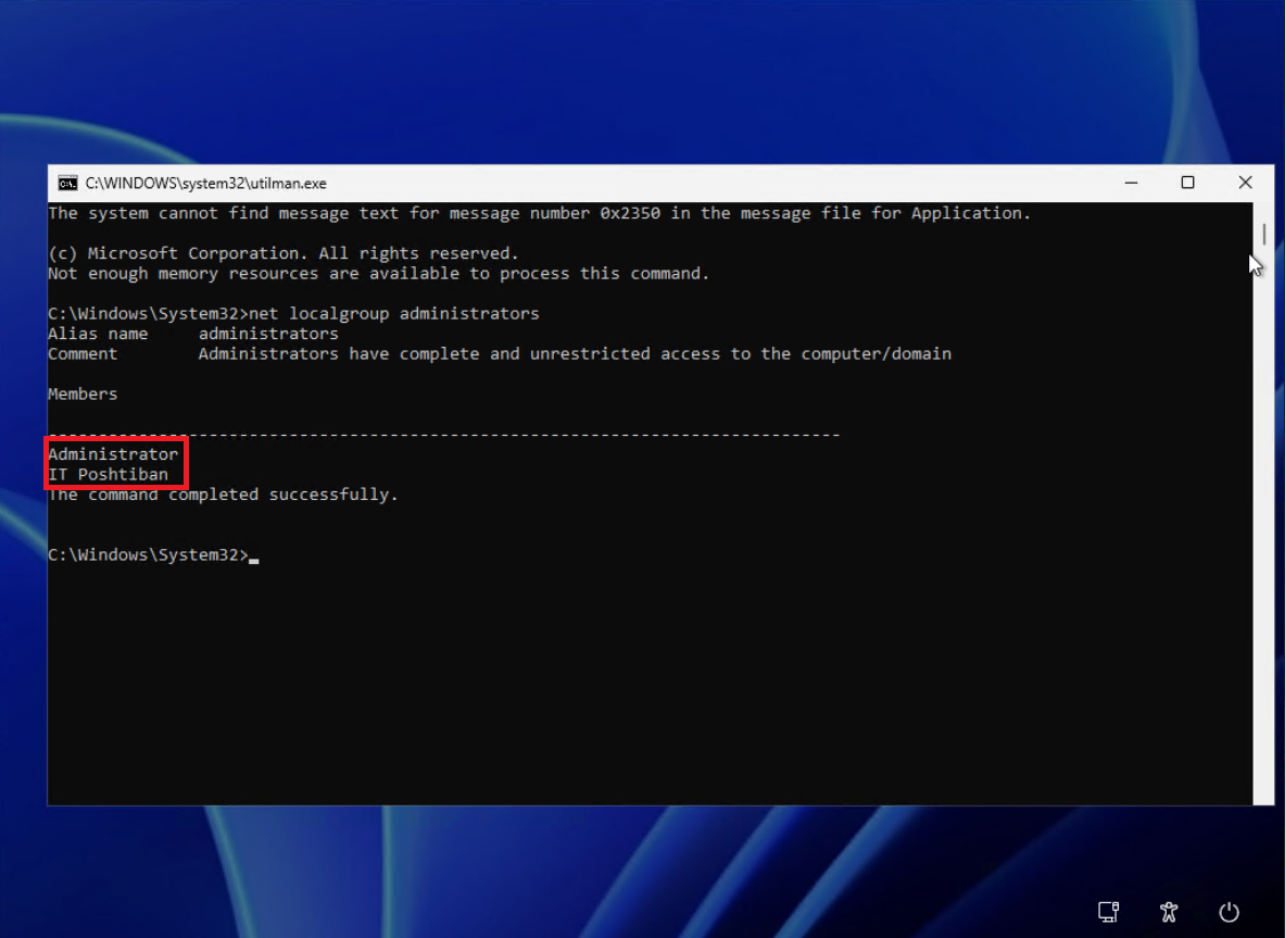 اجرای کامند (دستور) سوم در محیط Command Prompt
