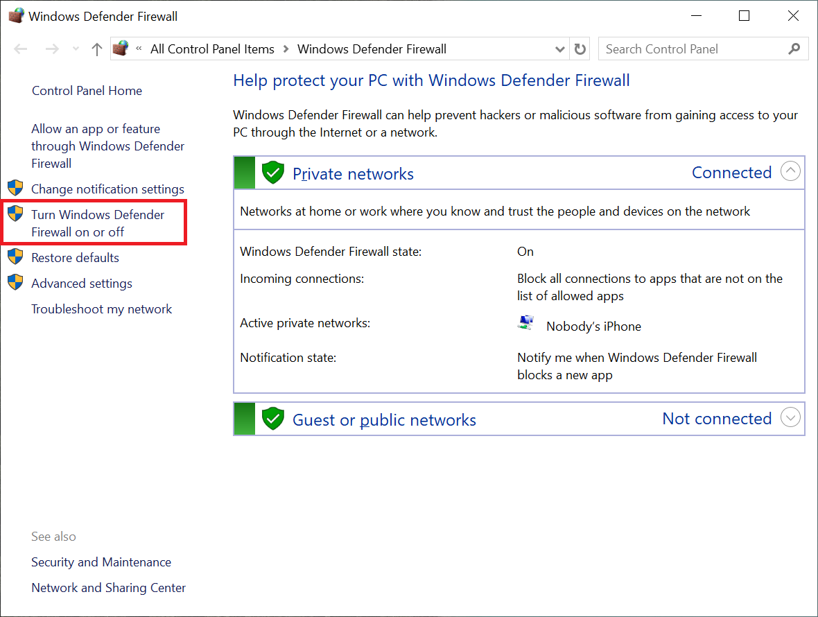 3- پنجره فایروال ویندوز 10 پنجره فایروال ویندوز 10