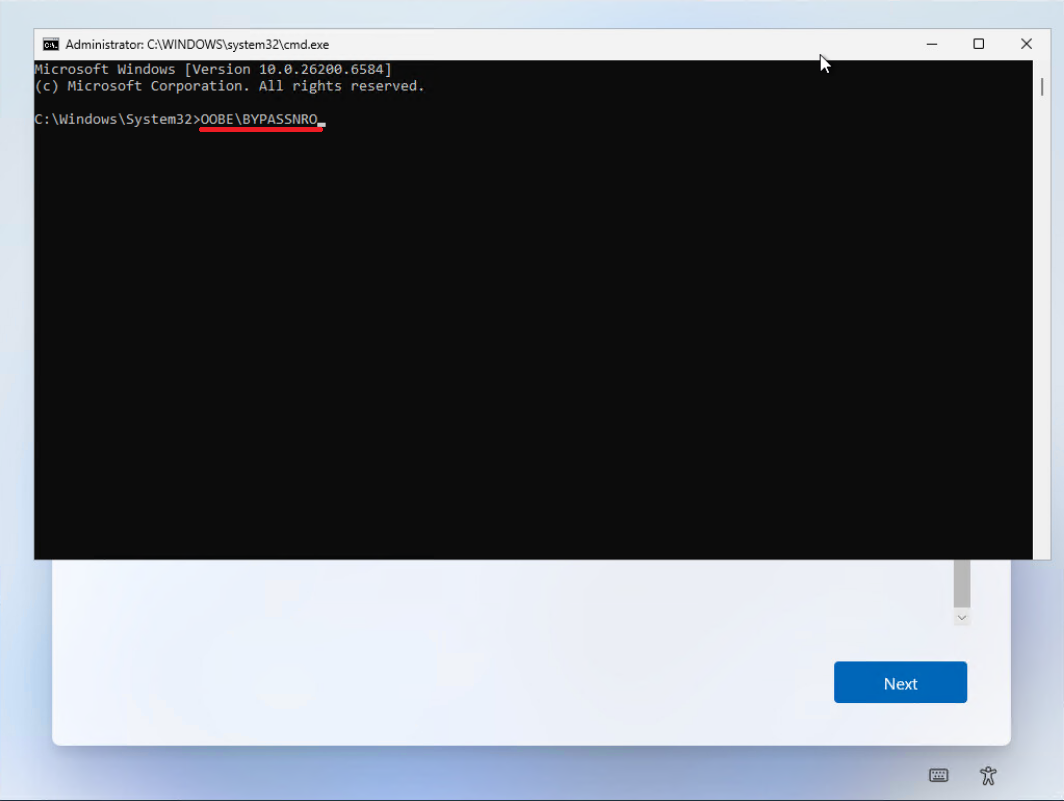 36- تایپ عبارت OOBEBYPASSNRO در مراحل نصب ویندوز 11 برای دور زدن درخواست اکانت ماکروسافت 36- تایپ عبارت OOBEBYPASSNRO در مراحل نصب ویندوز 11 برای دور زدن درخواست اکانت ماکروسافت