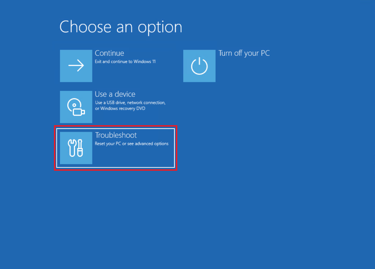 کلیک بر روی Troubleshoot