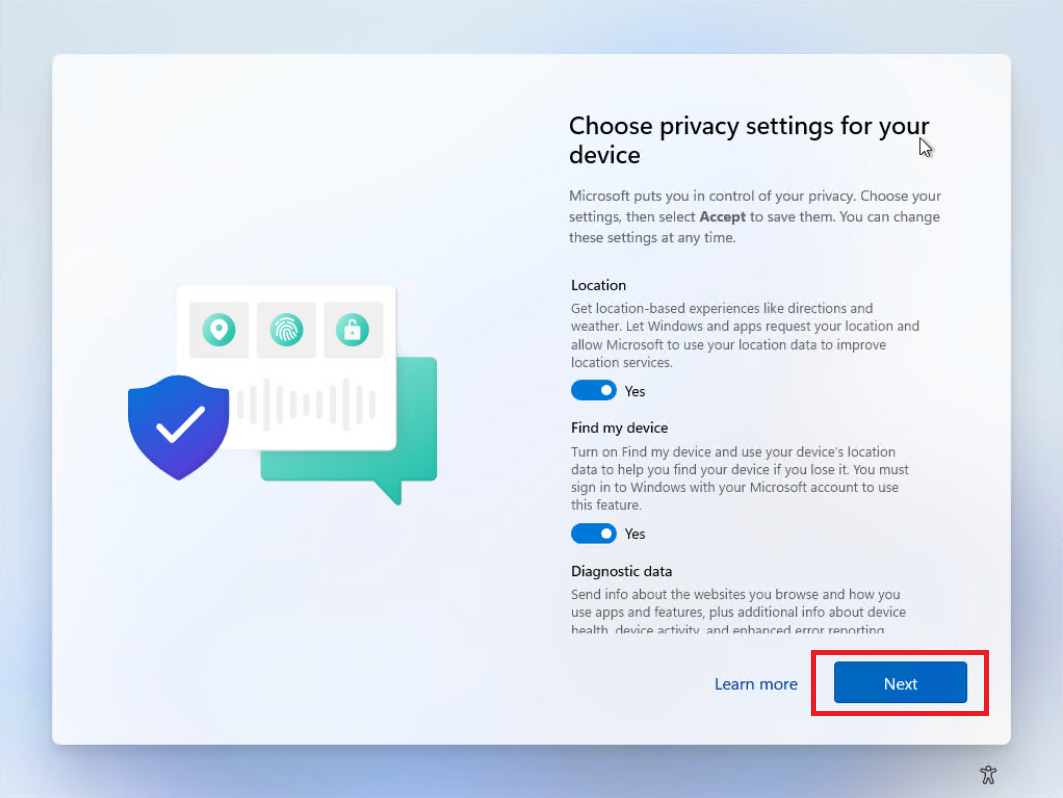 45- تنظیمات Privacy در نصب ویندوز 11