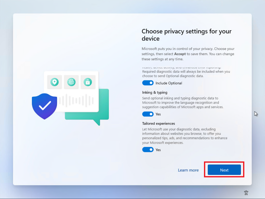 46- تنظیمات Privacy در نصب ویندوز 11