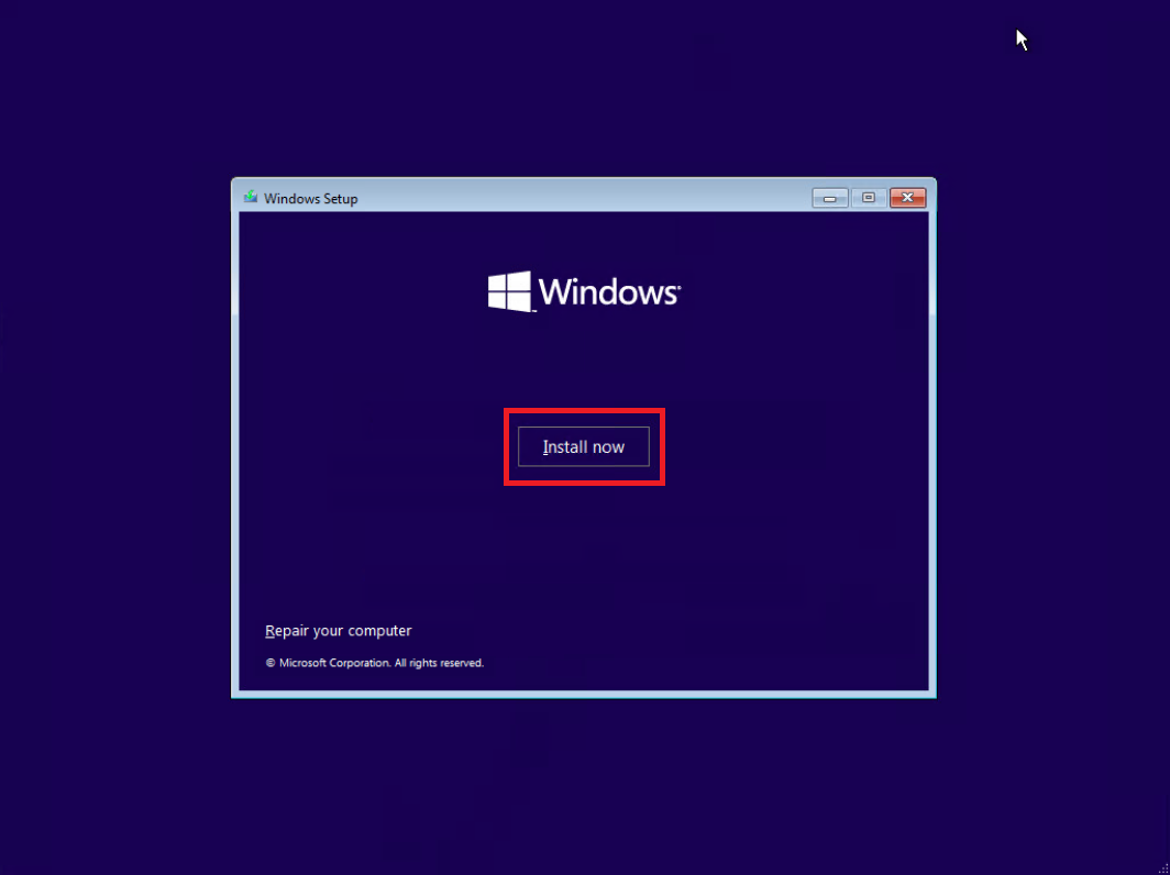 ۶- انتخاب دکمه Install برای نصب ویندوز ۱۰ 6- انتخاب دکمه Install برای نصب ویندوز 10
