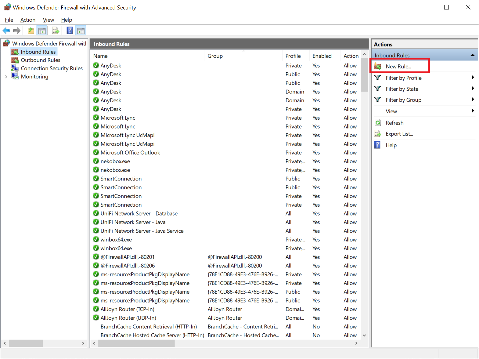کلیک بر روی New Rules