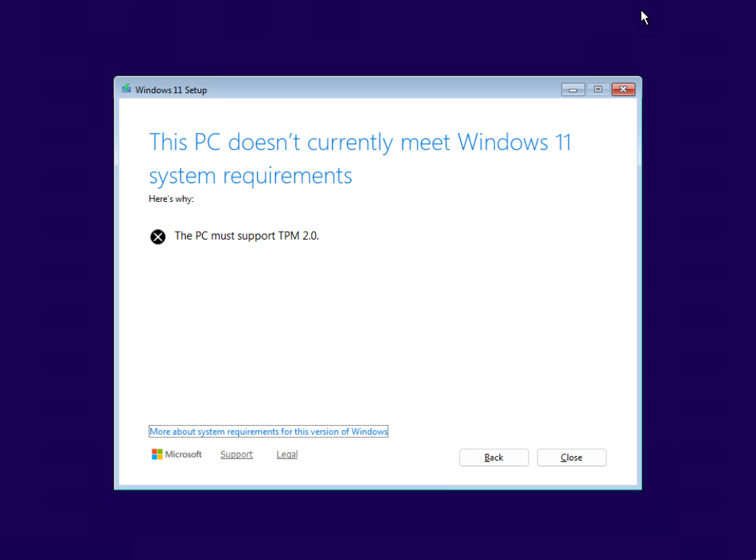 9- ارور TPM 2.0 در زمان نصب ویندوز 11 9- ارور TPM 2.0 در زمان نصب ویندوز 11